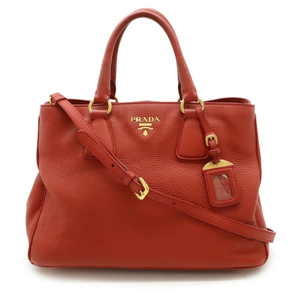 PRADA VIT.DAINO Handbag/Tote/Shoulder Bag in Leather ROSSO Red (BN2579) - Picture 1 of 10